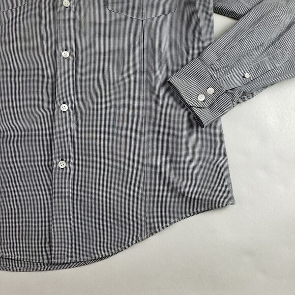 Ted Baker London Button Up Shirt Mens US XXL 6 Black Checker Long Sleeve Collar - Picture 3 of 11